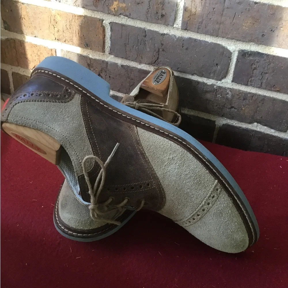 Cole Haan Two-Tone Beige and Brown Suede Derby Oxfords